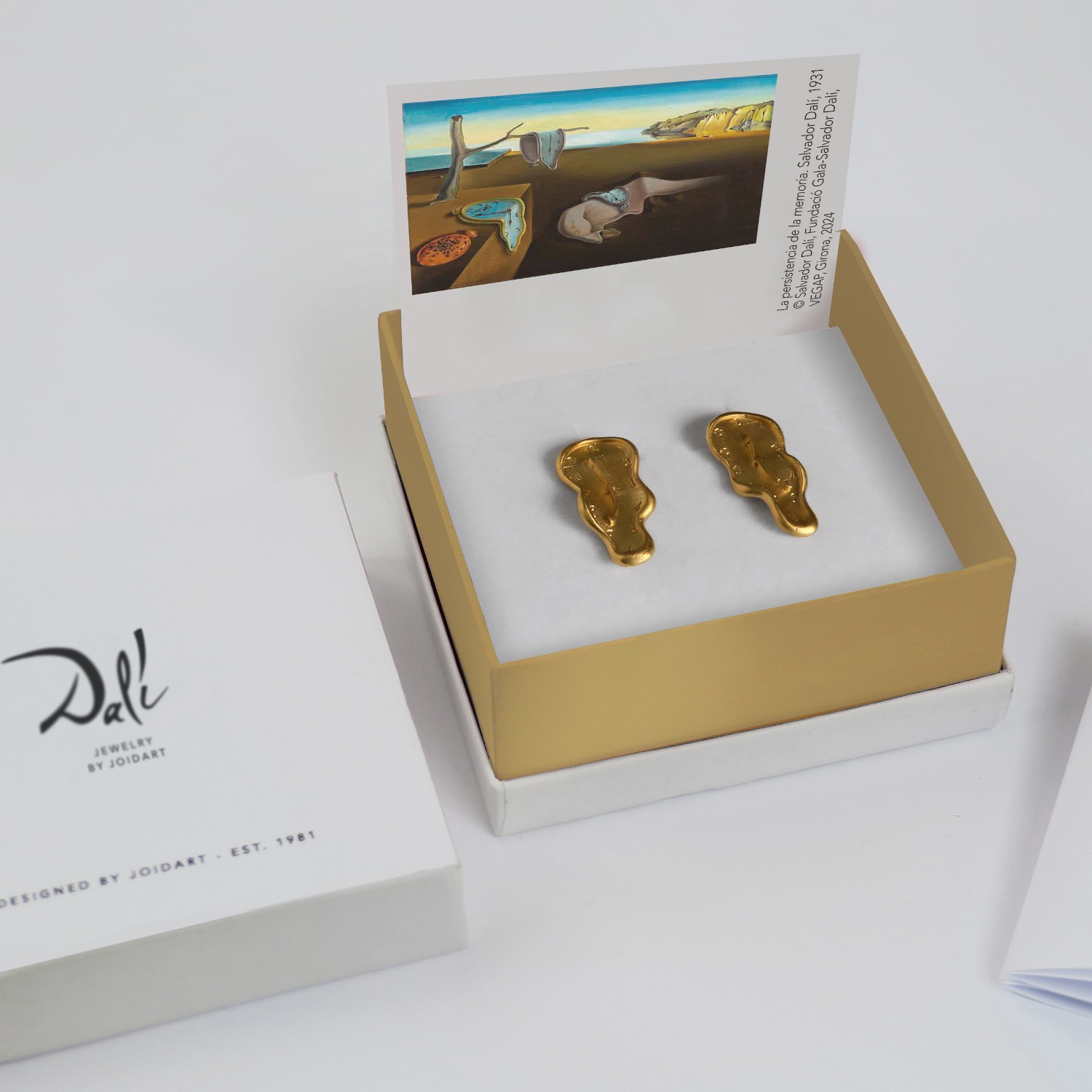 PENDIENTES GRANDES DORADOS DALÍ, JEWELRY BY JOIDART, RELOJ 4