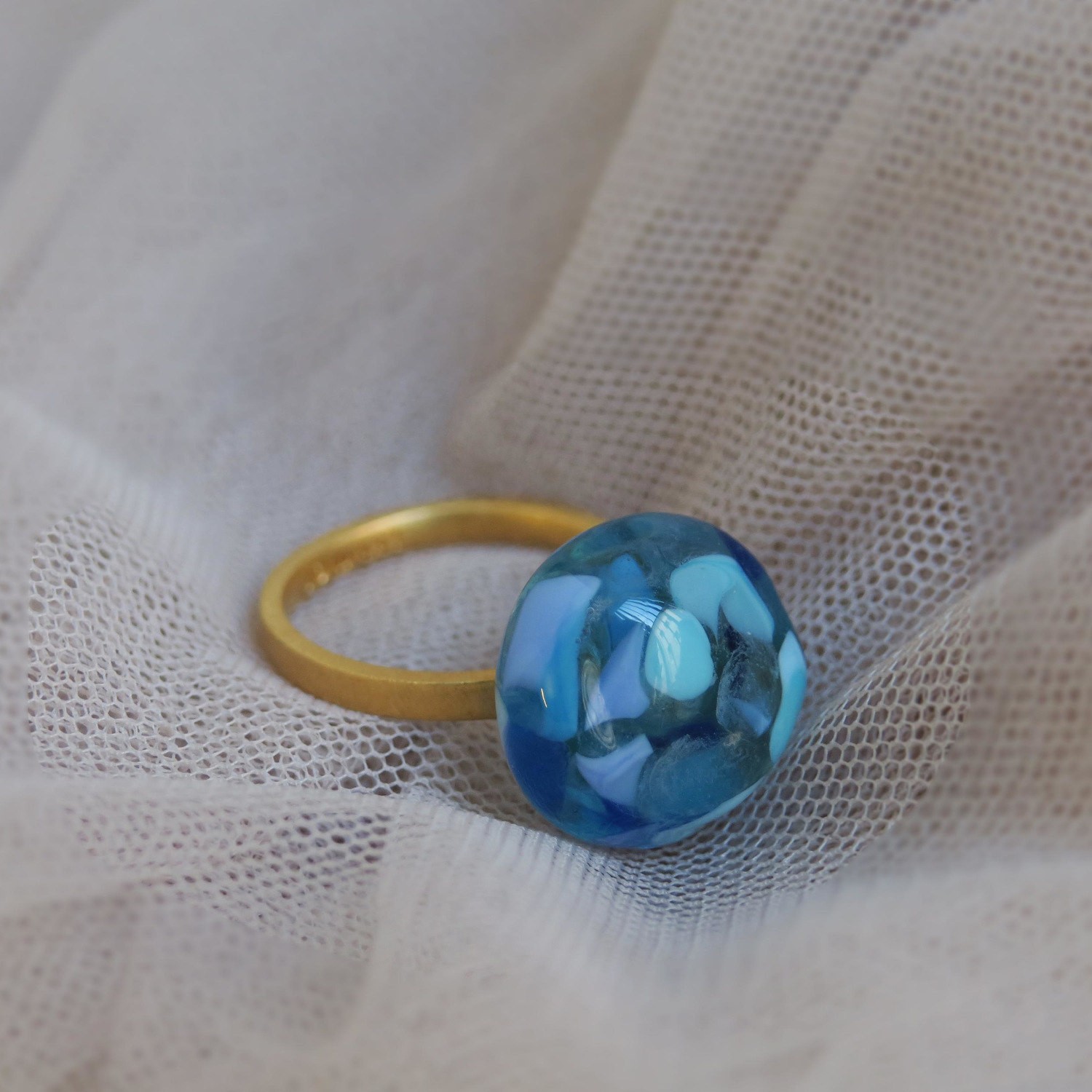 ANILLO DORADO GAUDÍ JEWELRY AZUL 2