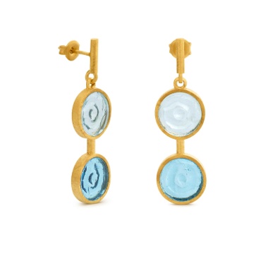 PENDIENTES LARGOS DORADOS GAUDÍ JEWELRY AZUL