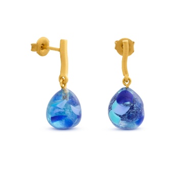 PENDIENTES DORADOS GAUDÍ JEWELRY AZUL