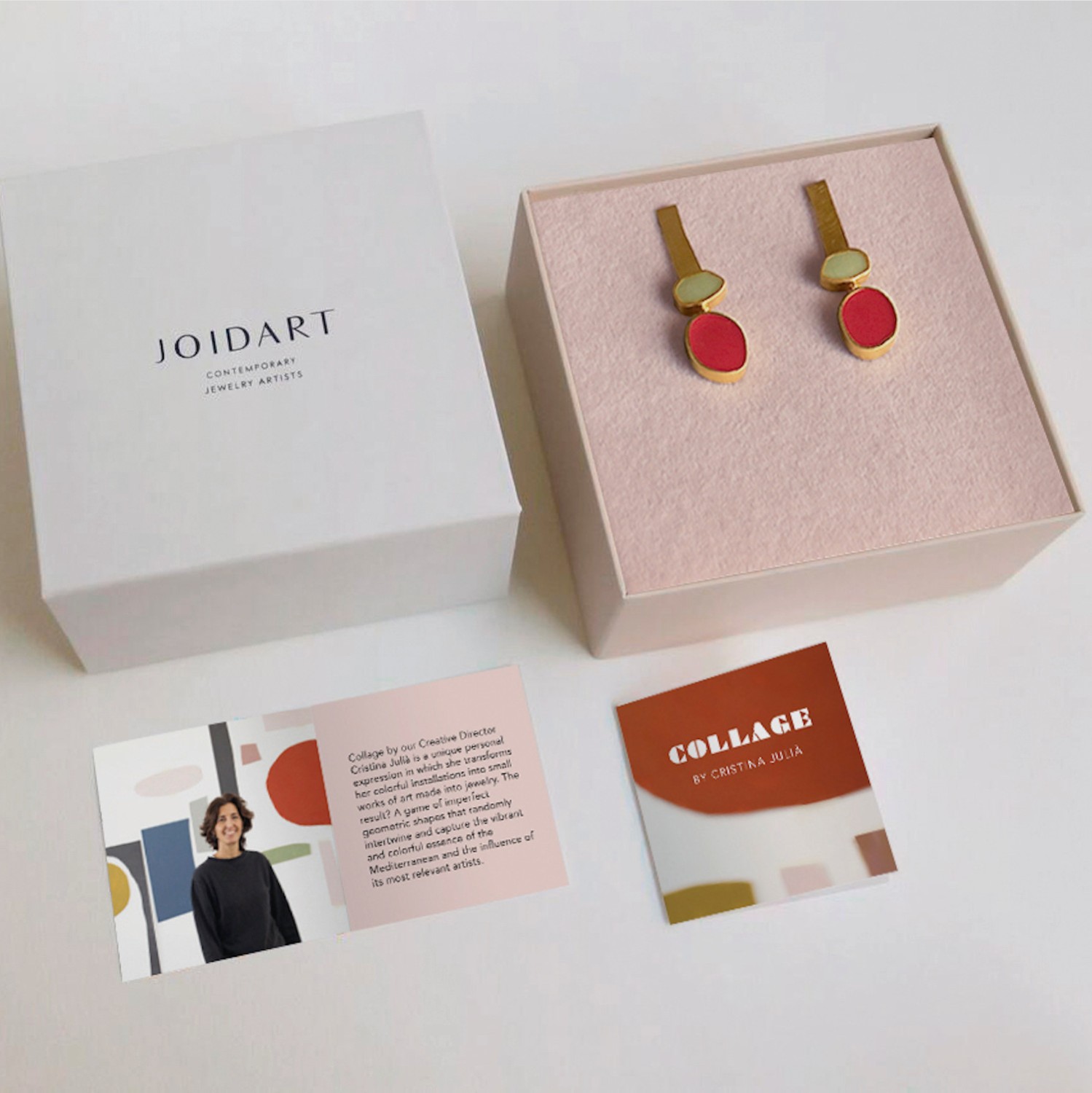 PENDIENTES DORADOS COLLAGE ROJO 4