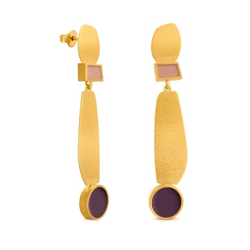 PENDIENTES DORADOS COLLAGE LILA