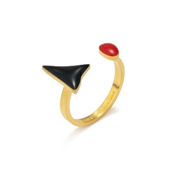 ANILLO DORADO MIRÓ JEWELRY TRIÁNGULO NEGRO