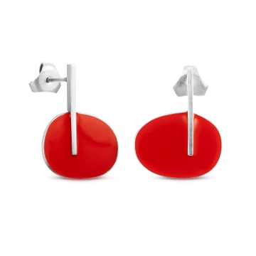 PENDIENTES PLATEADOS ROJO MIRÓ JEWELRY