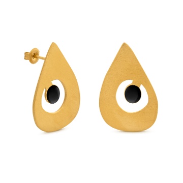 ARRACADES DAURADES MIRÓ JEWELRY GOTES NEGRES