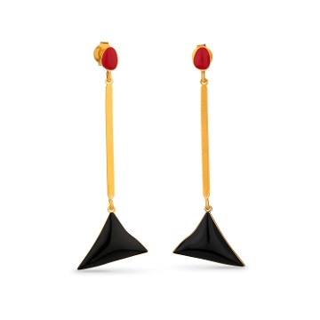 PENDIENTES DORADOS MIRÓ JEWELRY TRIÁNGULOS NEGROS