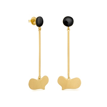 PENDIENTES DORADOS CORAZÓN NEGRO MIRÓ JEWELRY
